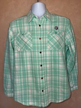 Billionaire Boys Club Mint Green and White Plaid Button-Down Shirt